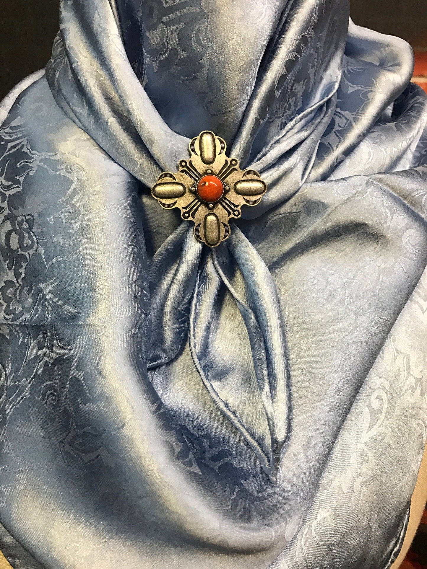 Silk Scarf Wild Rags Jacquard Steel Blue