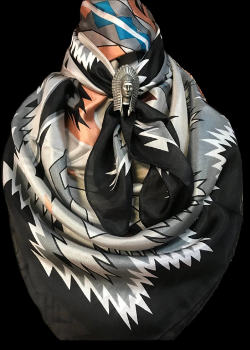 Silk Scarf Wild Rags Silver Aztec