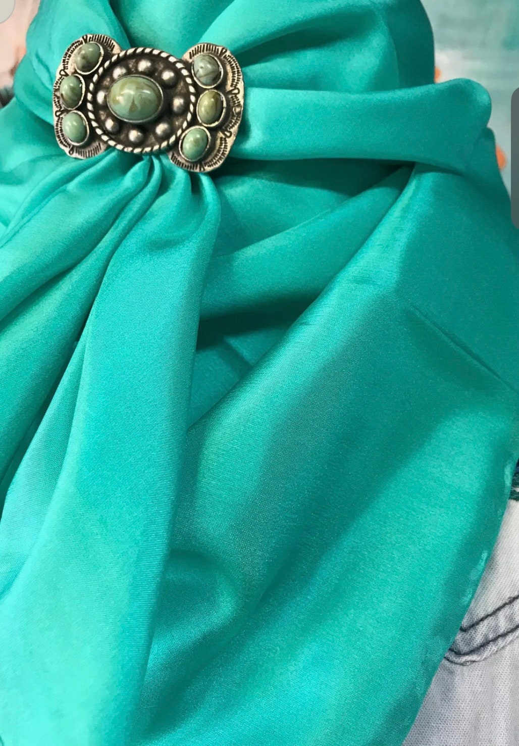 Silk Scarf Wild Rag Solid Mint Green