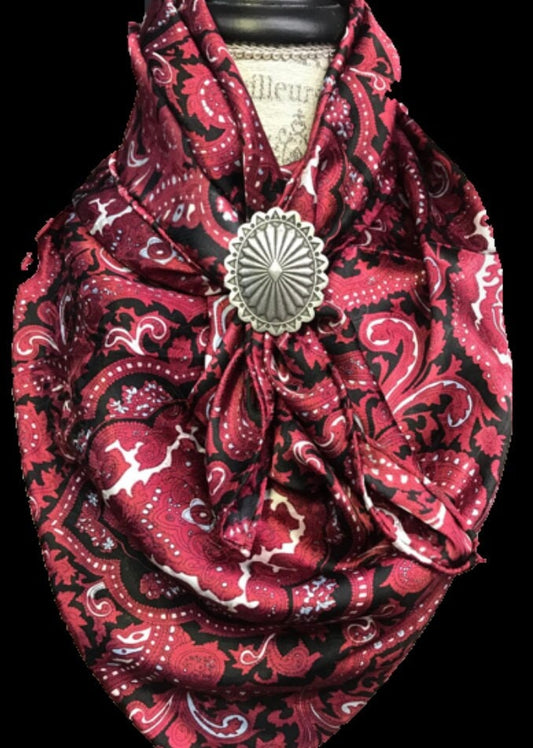 Silk Scarf Wild Rag Red Paisley