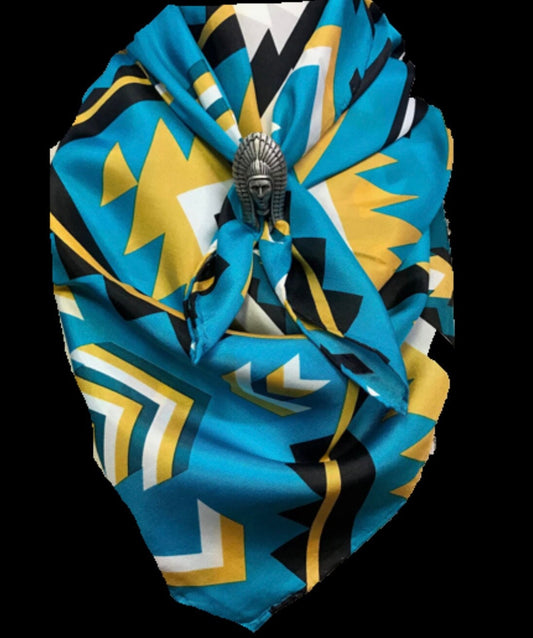 Silk Scarf Wild Rags Aztec Blue