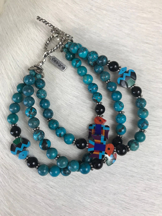 Inlay Turquoise Beaded Bracelet