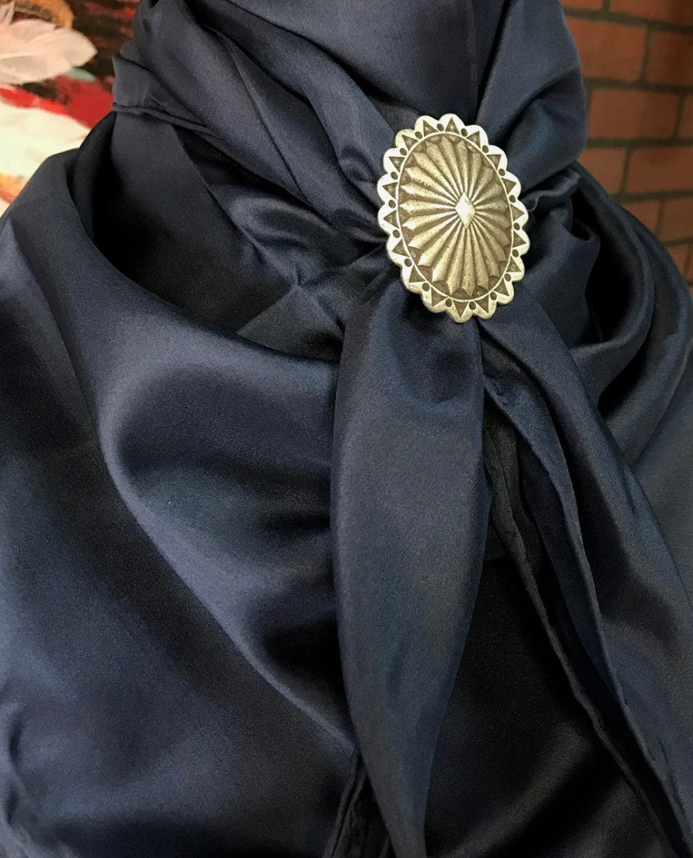 Silk Scarf Wild Rag Solid Navy