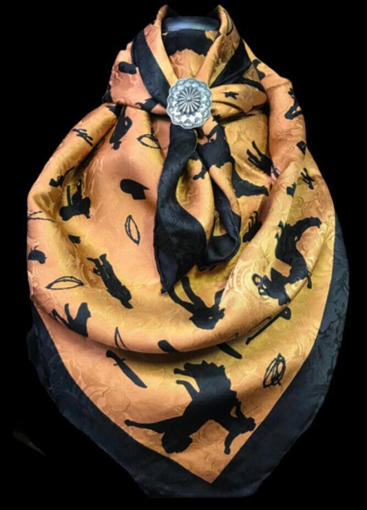 Silk Scarf Wild Rags Cowboys & Indians Rust