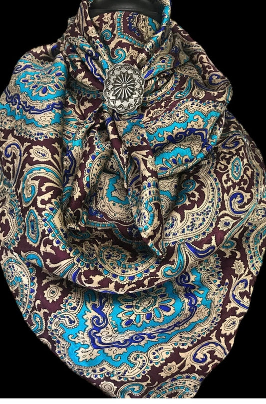 Silk Scarf Wild Rags Red Gold Paisley