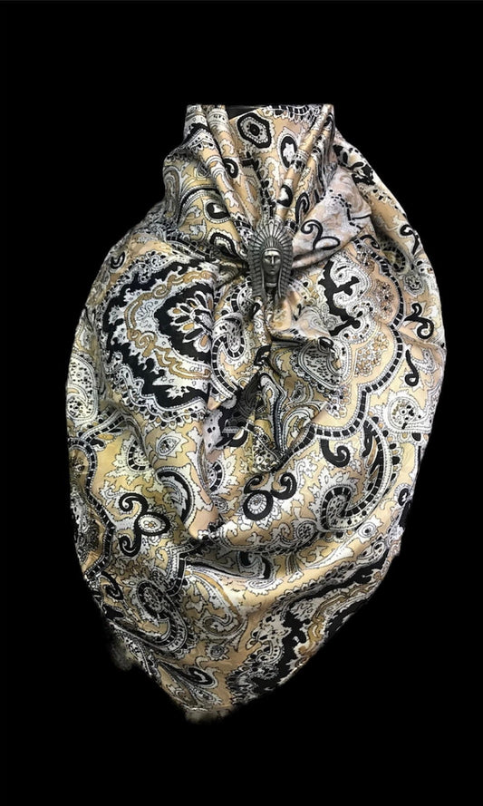 Silk Scarf Wild Rags Black & Tan Paisley