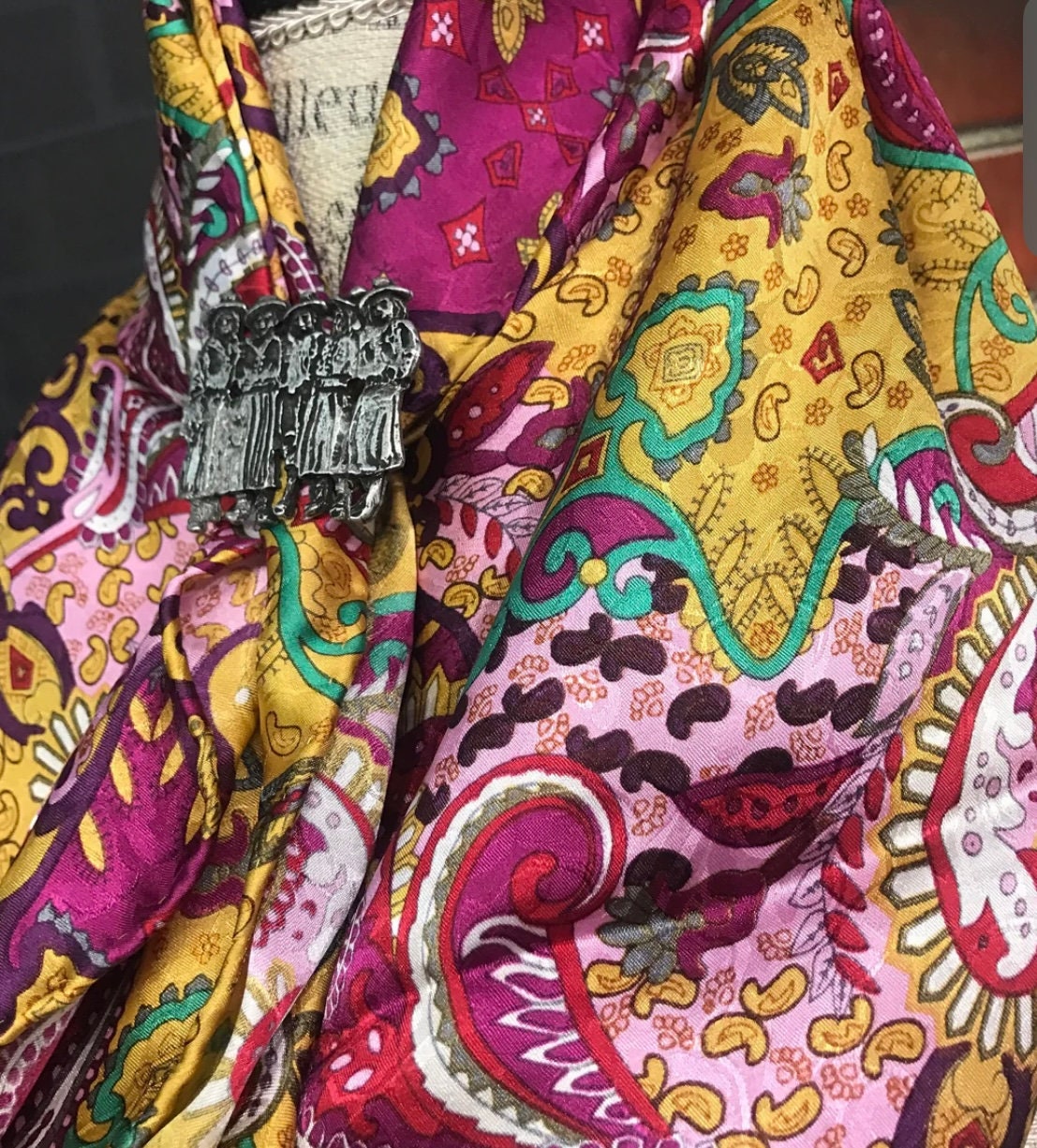 Silk Scarf Wild Rags Lemon Paisley