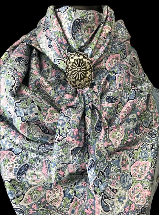 Silk Scarf Wild Rags Blue Green Paisley