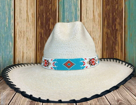 Southwest Beaded White Turtle Hat Band