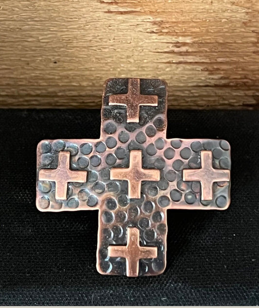 Copper Cross Scarf Slide / Ring