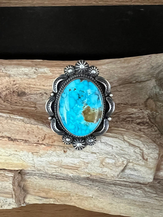 Kingman Turquoise Ring by Navajo Artist Bennie Ramone