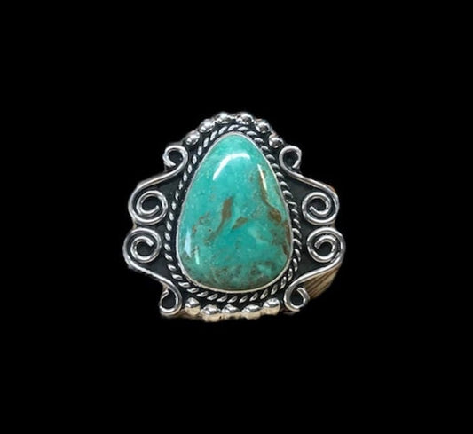 Navajo Tyrone Turquoise Sterling Silver Ring