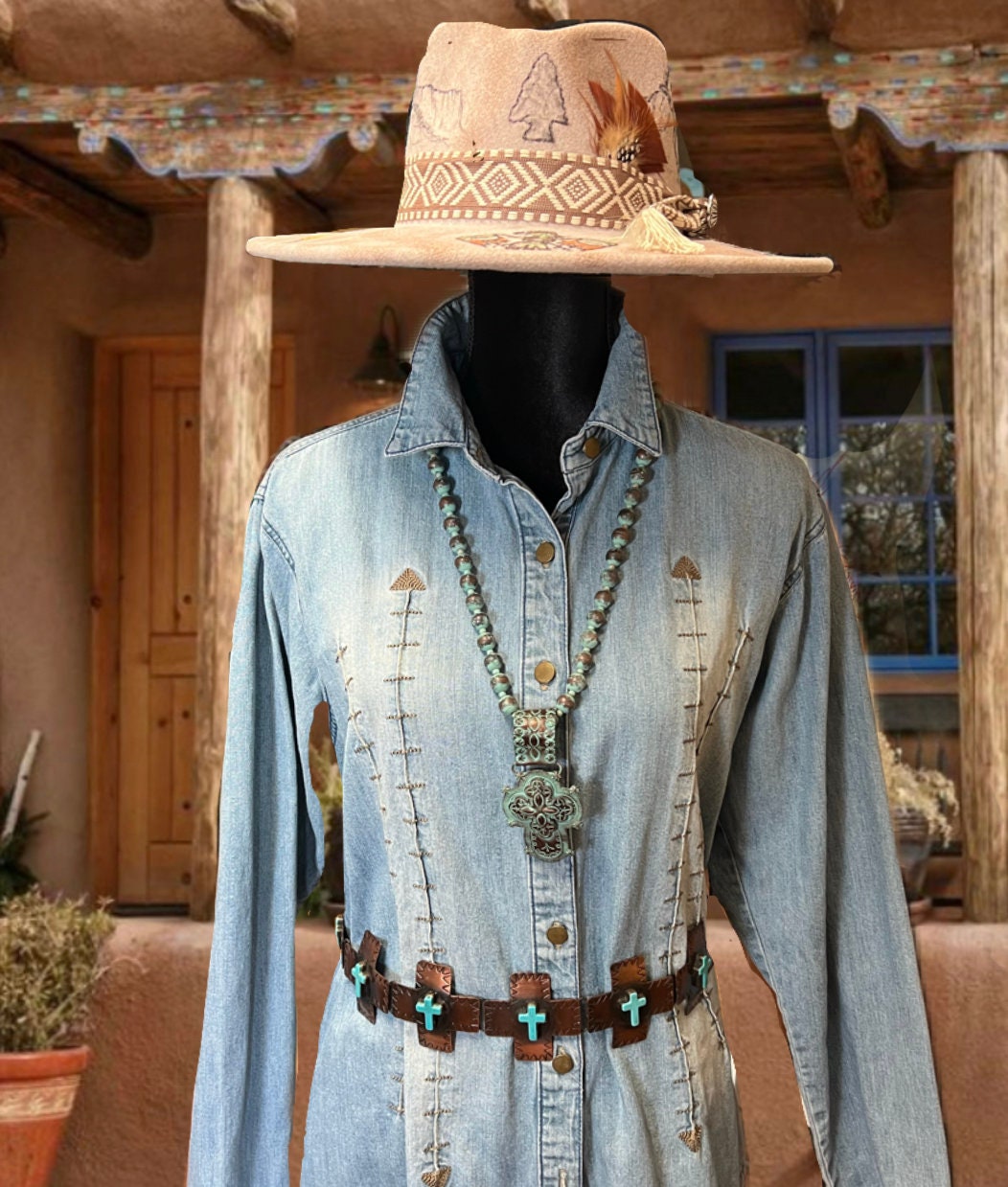 Patina Copper Beaded Cross Necklace