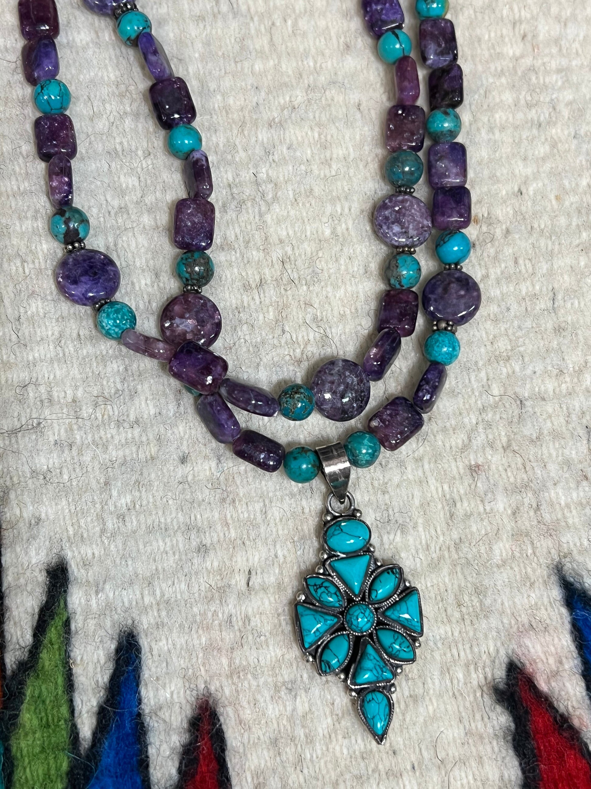 Turquoise & Lepidolite Beaded Necklace