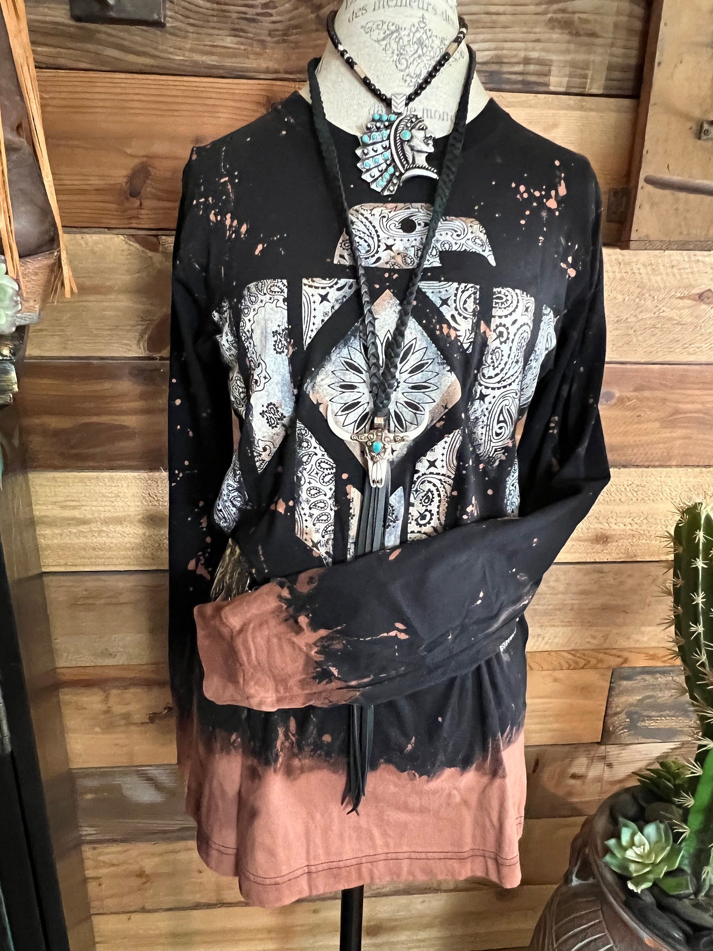 Hand Bleached Thunderbird Long Sleeve T Shirt