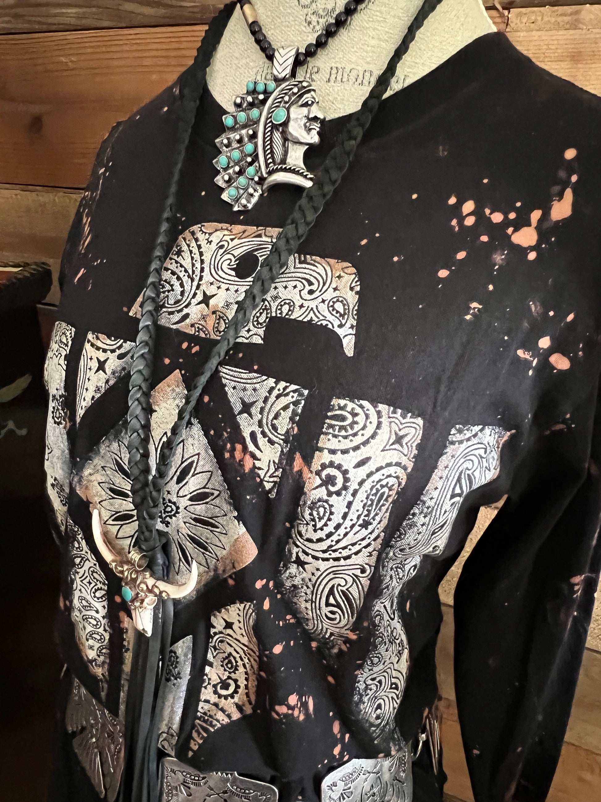 Hand Bleached Thunderbird Long Sleeve T Shirt