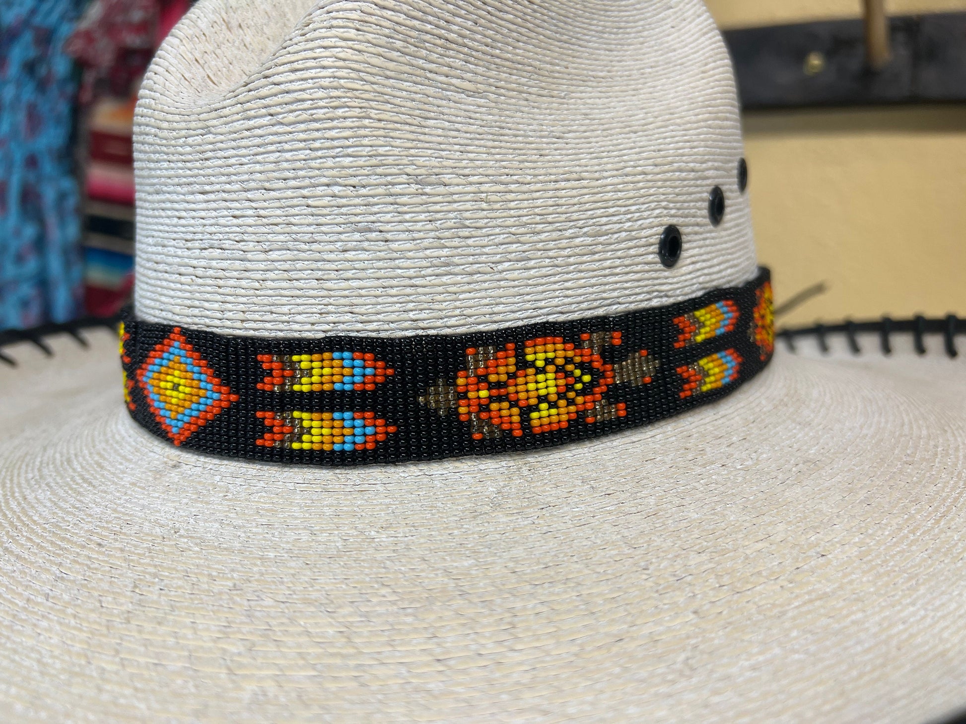Southwest Beaded Black Turtle Hat Band
