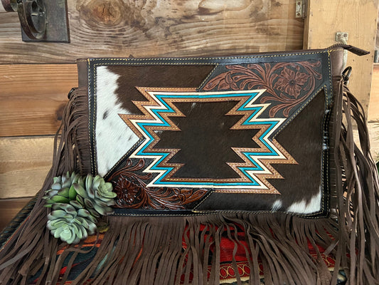 Hair on HIde Aztec Concealed Carry Shoulder / Crossbody Bag