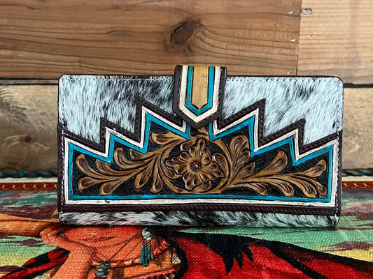 Hair on Hide Aztec Snap Leather Wallet