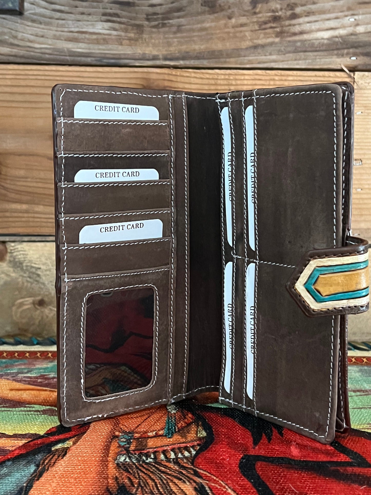 Hair on Hide Aztec Snap Leather Wallet