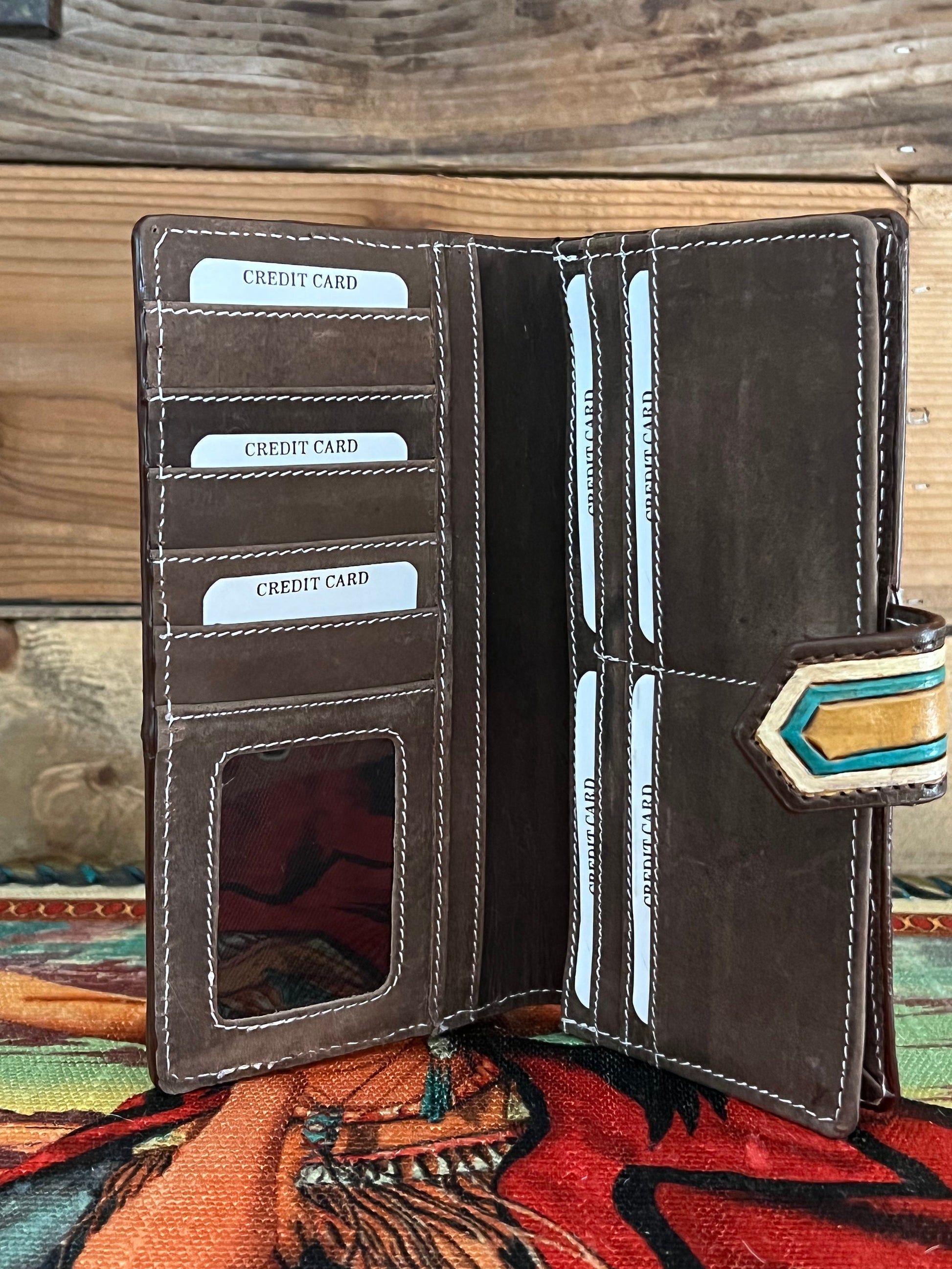 Hair on Hide Aztec Snap Leather Wallet