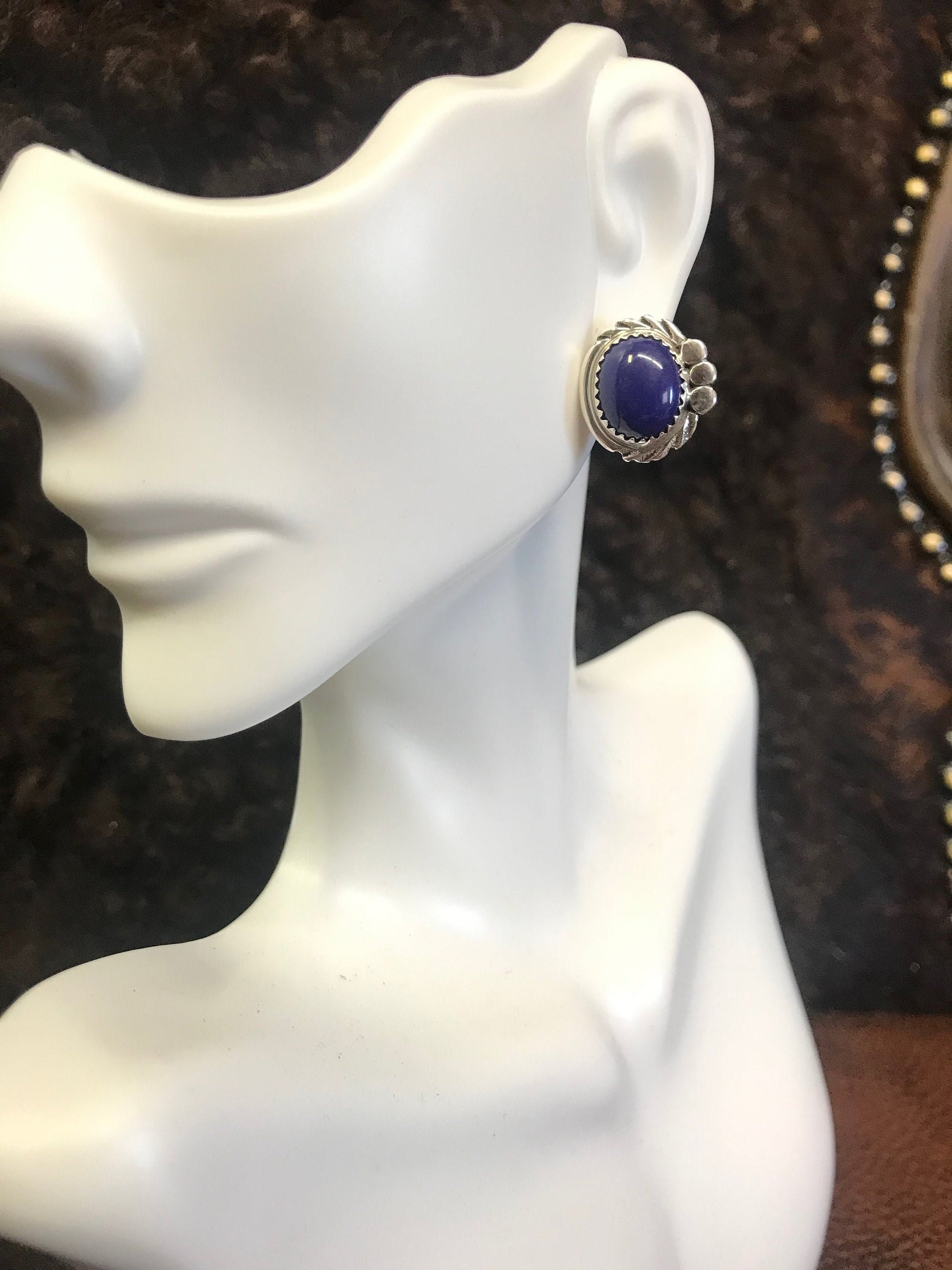 Sterling Silver & Lapis Navajo Earrings
