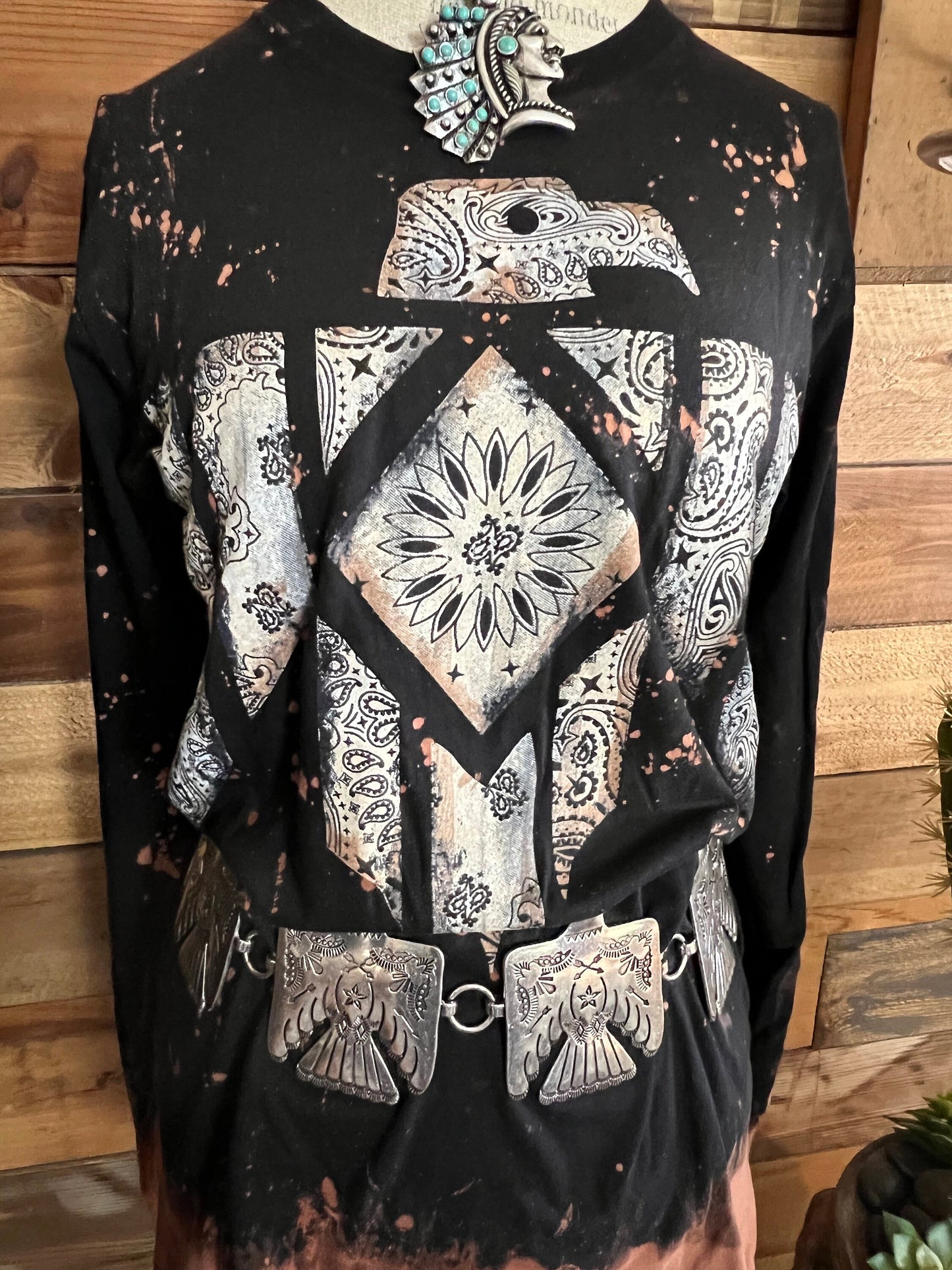 Hand Bleached Thunderbird Long Sleeve T Shirt