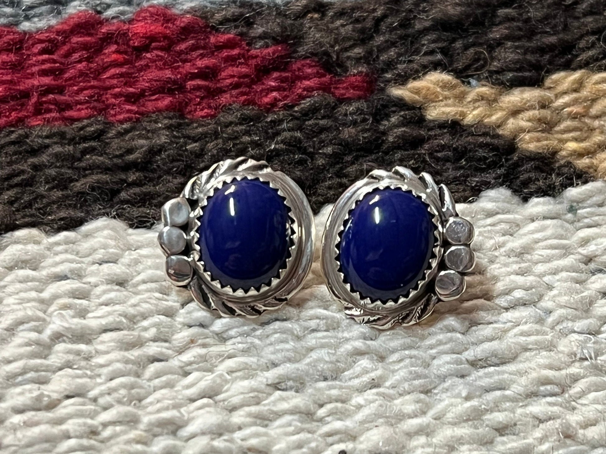 Sterling Silver & Lapis Navajo Earrings