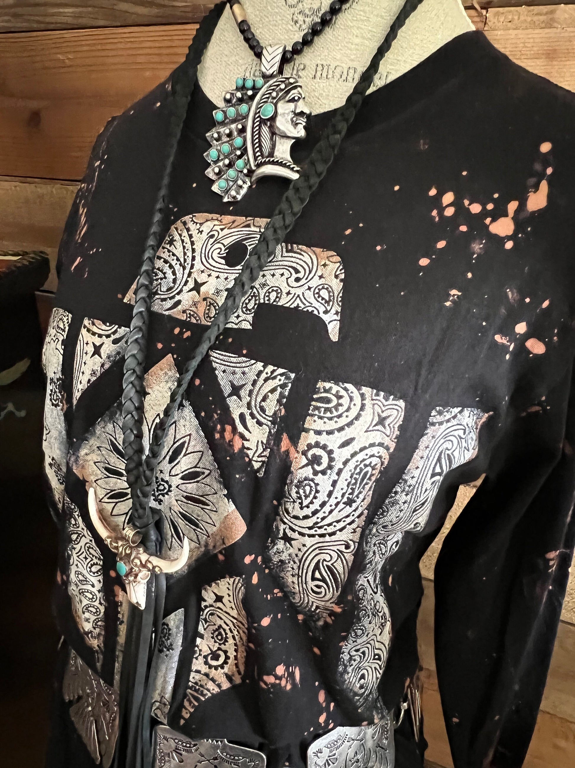 Hand Bleached Thunderbird Long Sleeve T Shirt