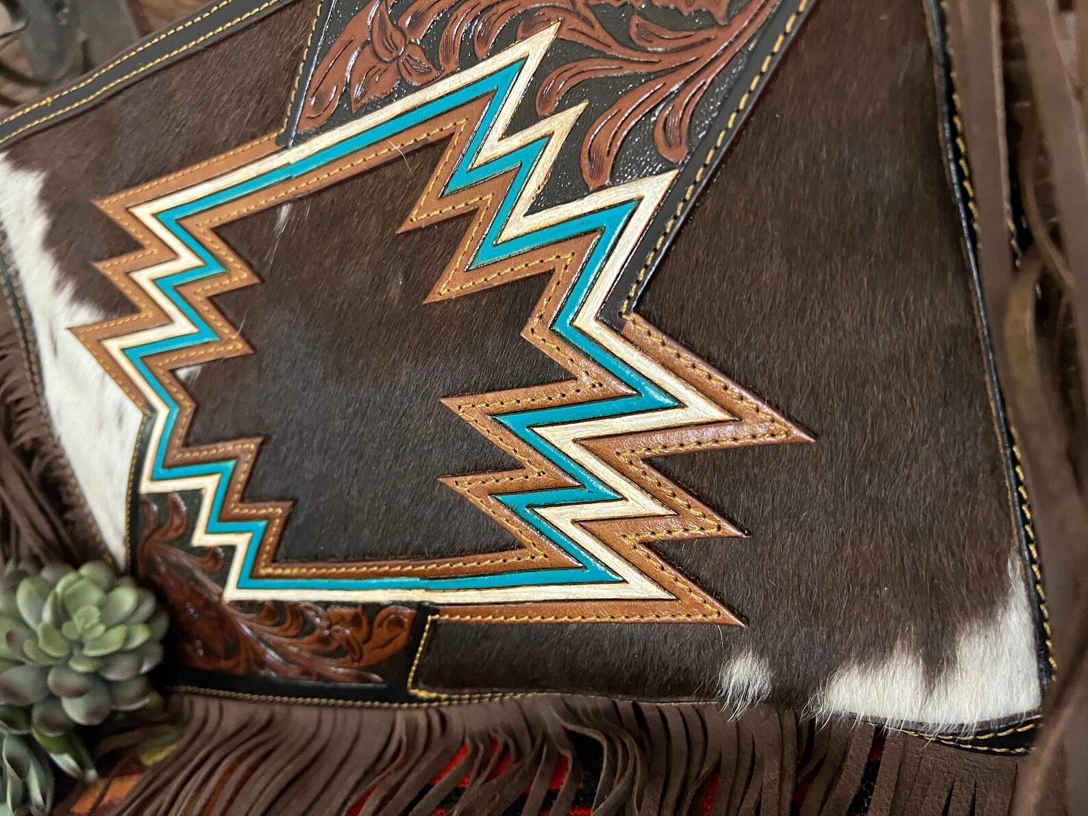 Hair on HIde Aztec Concealed Carry Shoulder / Crossbody Bag