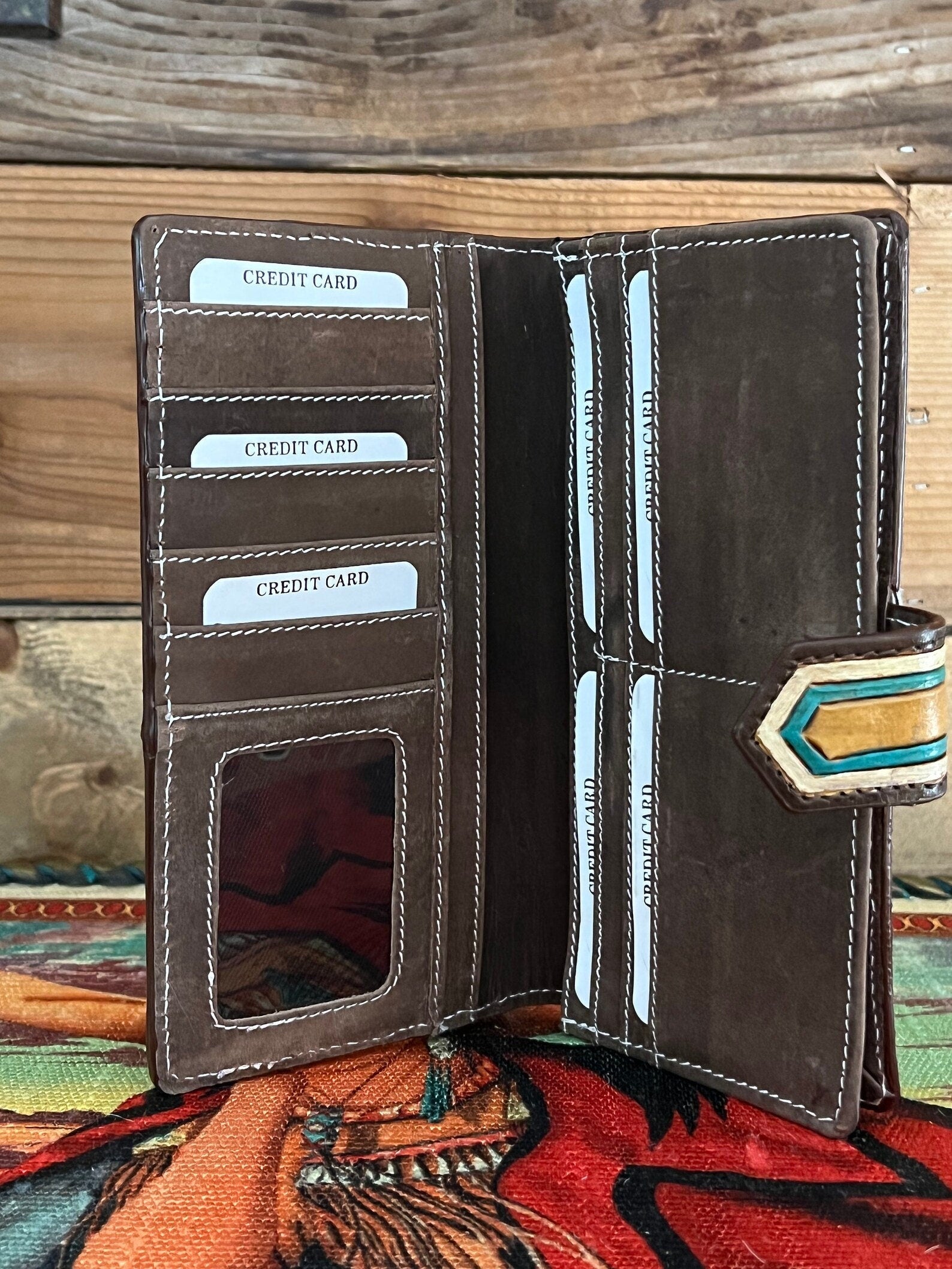 Hair on Hide Aztec Snap Leather Wallet