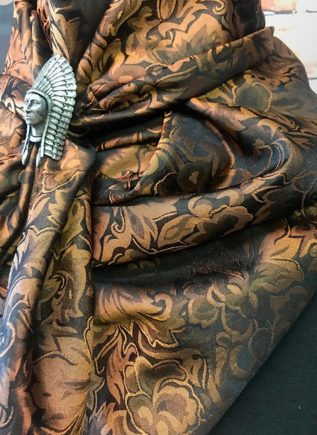 Silk Scarf Wild Rags Rusty Brown Baroque