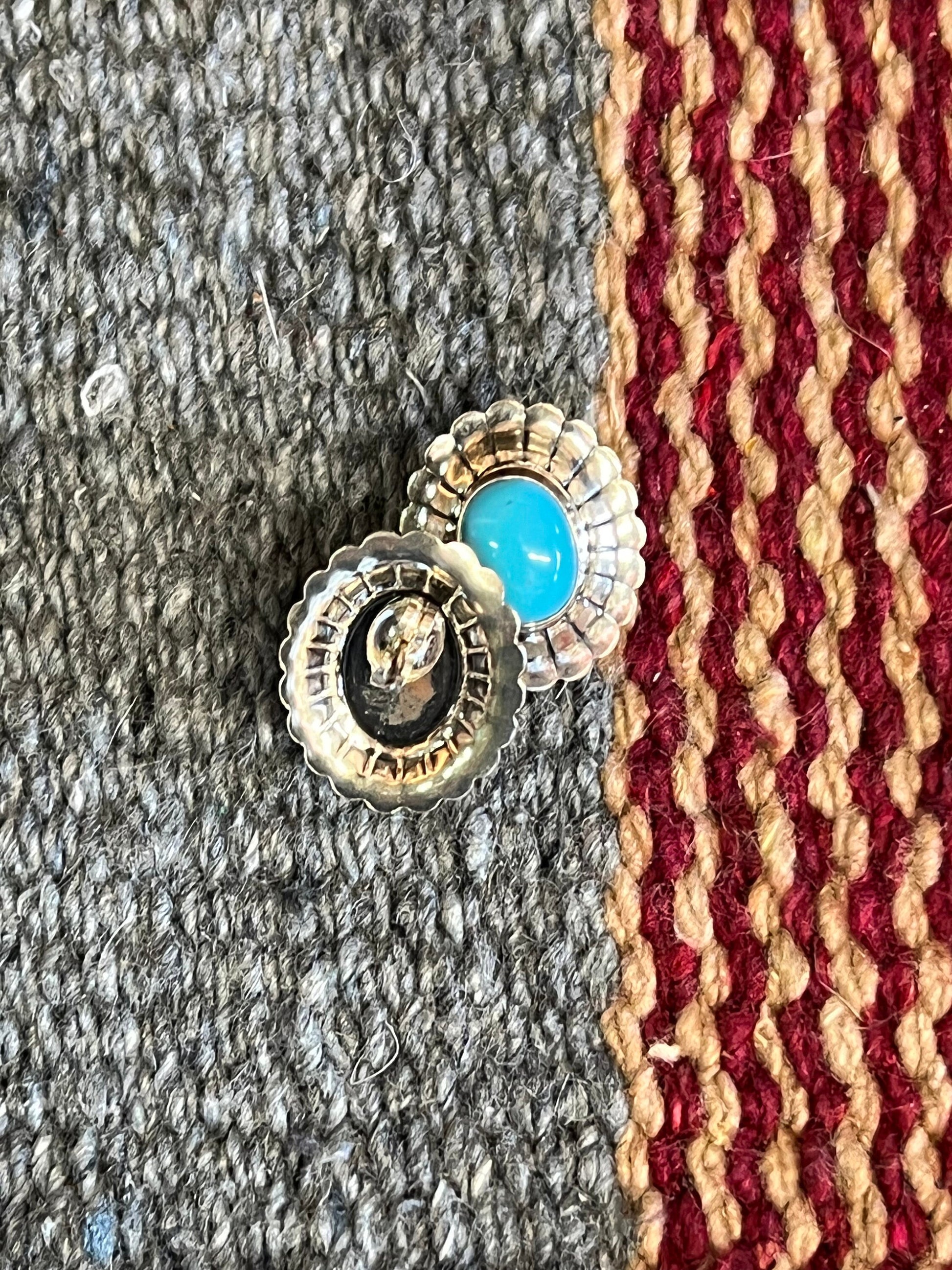 Sterling Silver & Sleeping Beauty Turquoise Concho Earrings