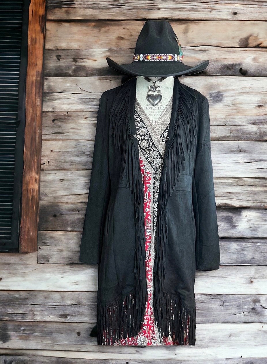Onyx Sueded Fringe Jacket