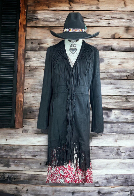 Onyx Sueded Fringe Jacket