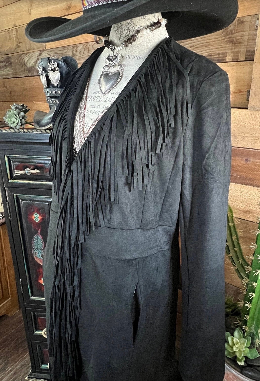 Onyx Sueded Fringe Jacket