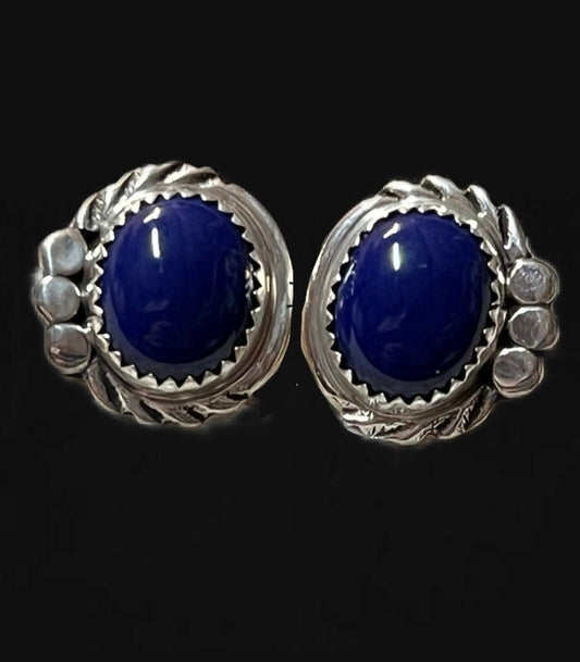 Sterling Silver & Lapis Navajo Earrings