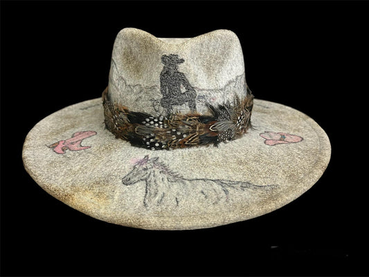 Burned Cowgirl Boots & Beads Fedora Hat