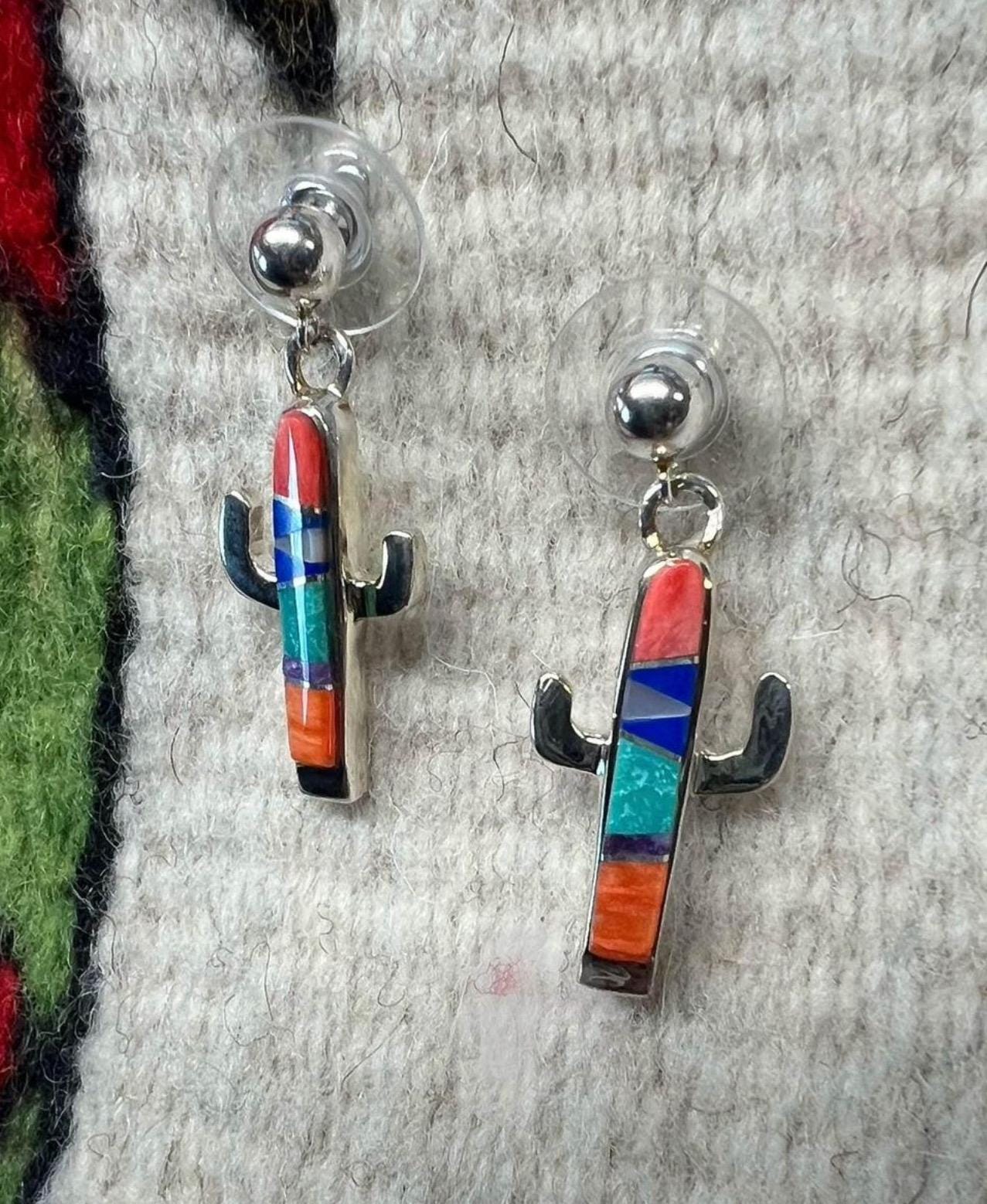 Navajo Inlay Cactus Earrings