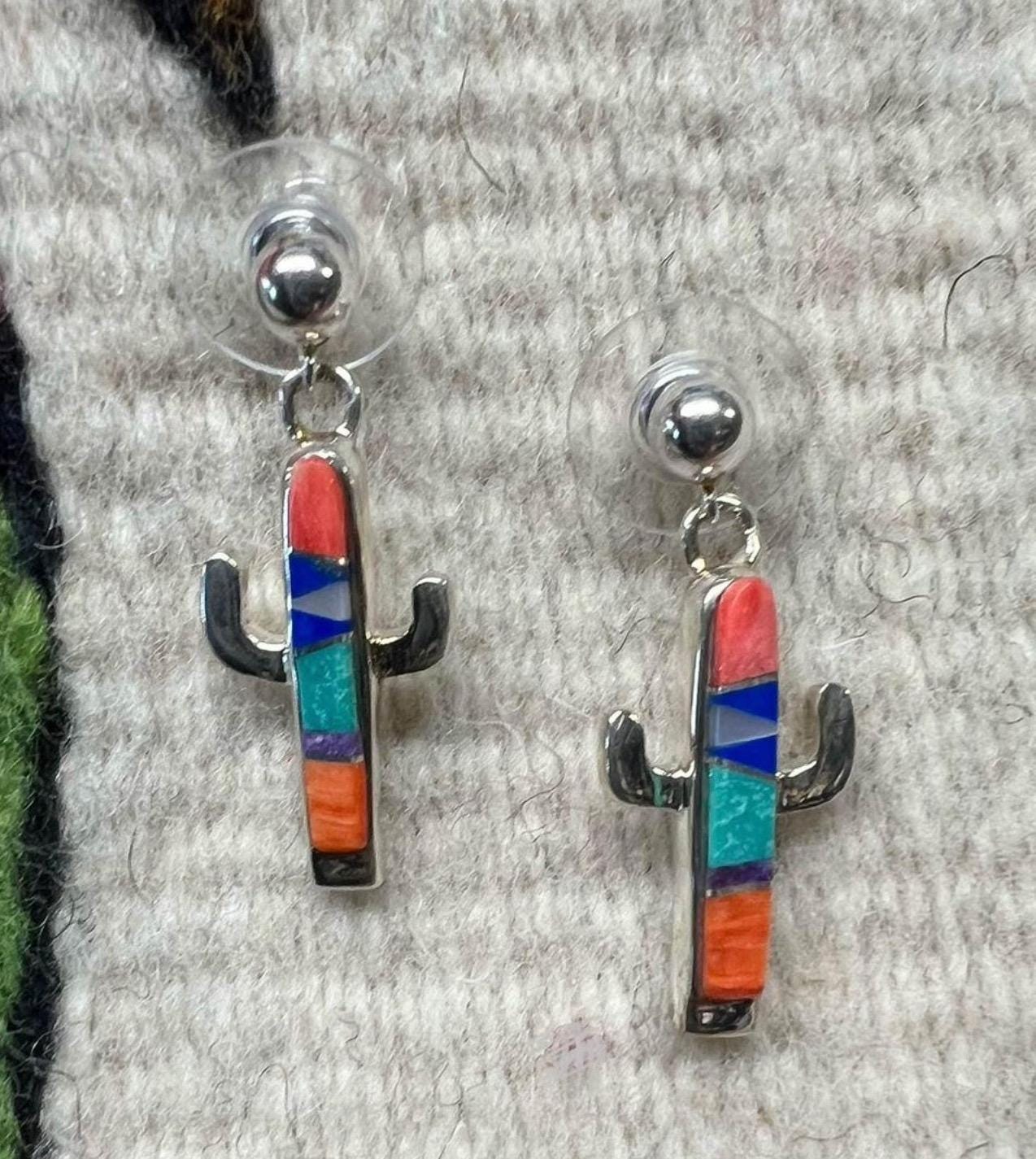 Navajo Inlay Cactus Earrings