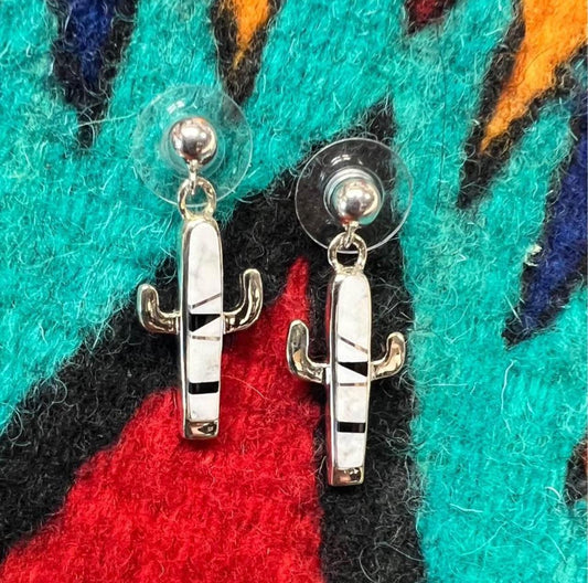 Navajo Inlay Cactus Earrings