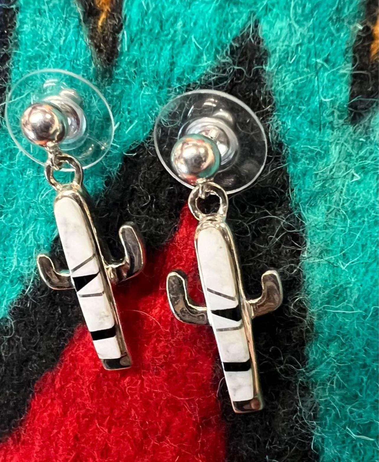 Navajo Inlay Cactus Earrings