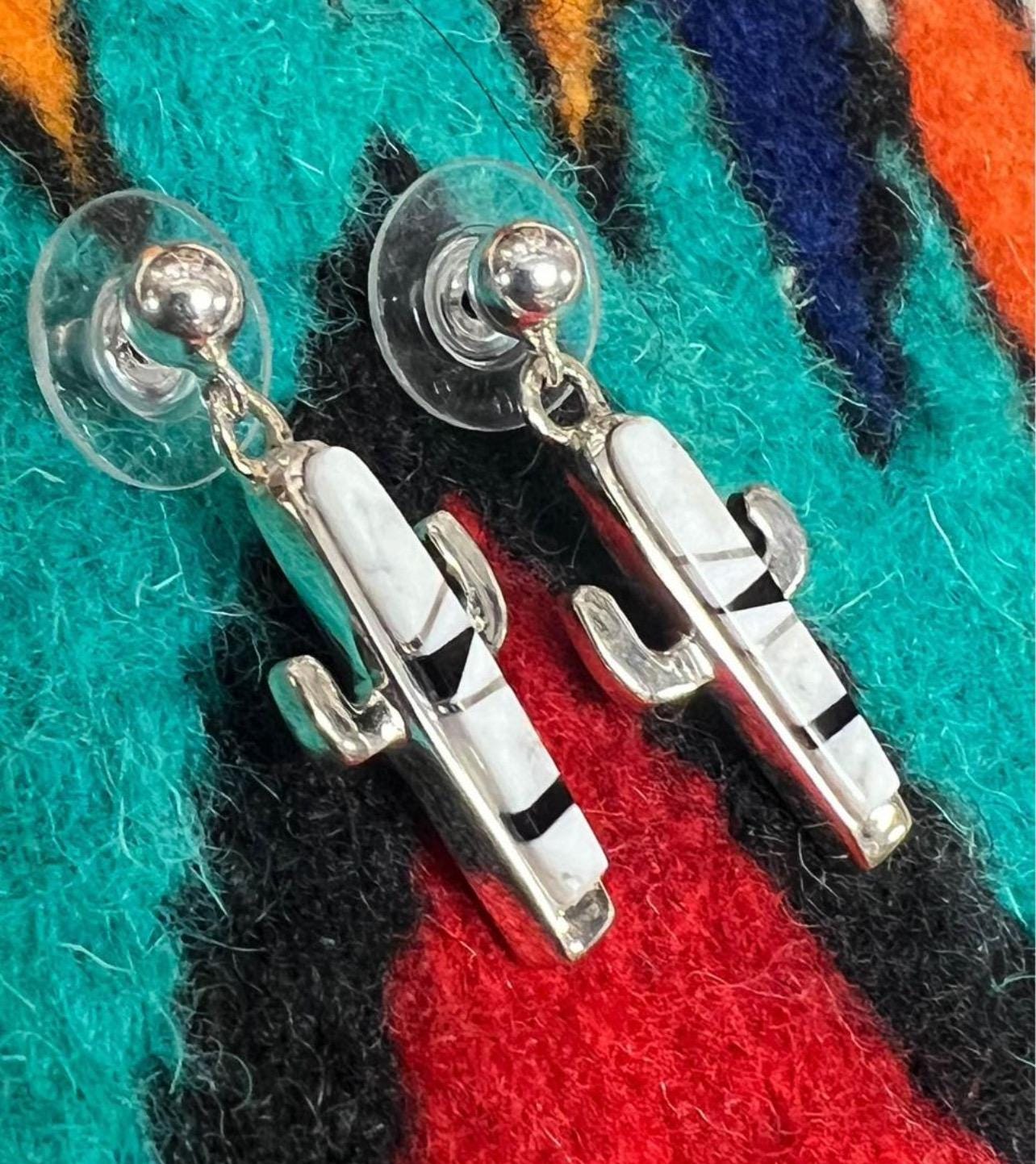 Navajo Inlay Cactus Earrings