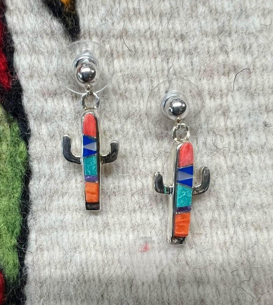 Navajo Inlay Cactus Earrings