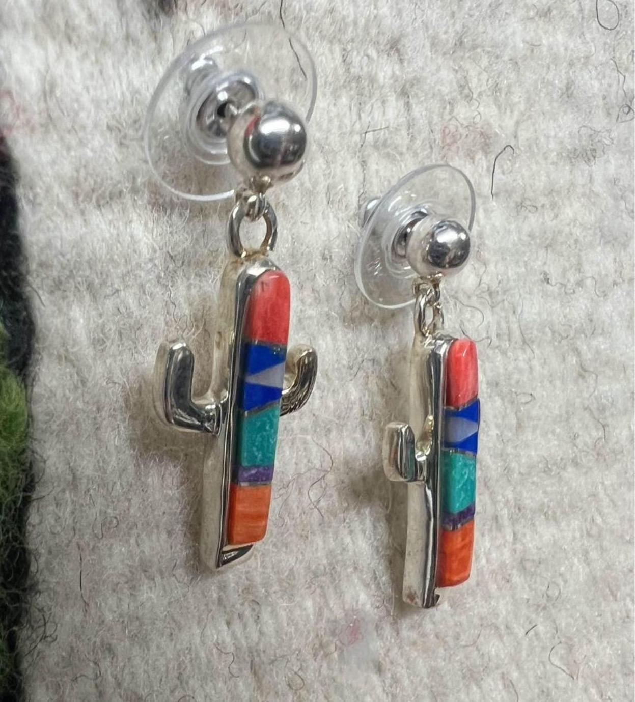 Navajo Inlay Cactus Earrings
