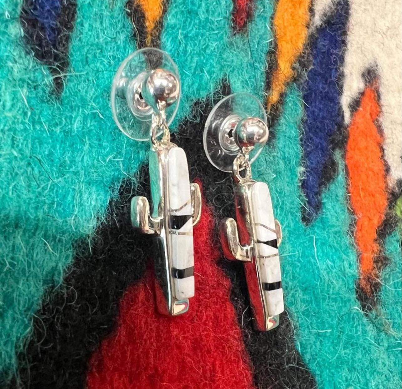 Navajo Inlay Cactus Earrings