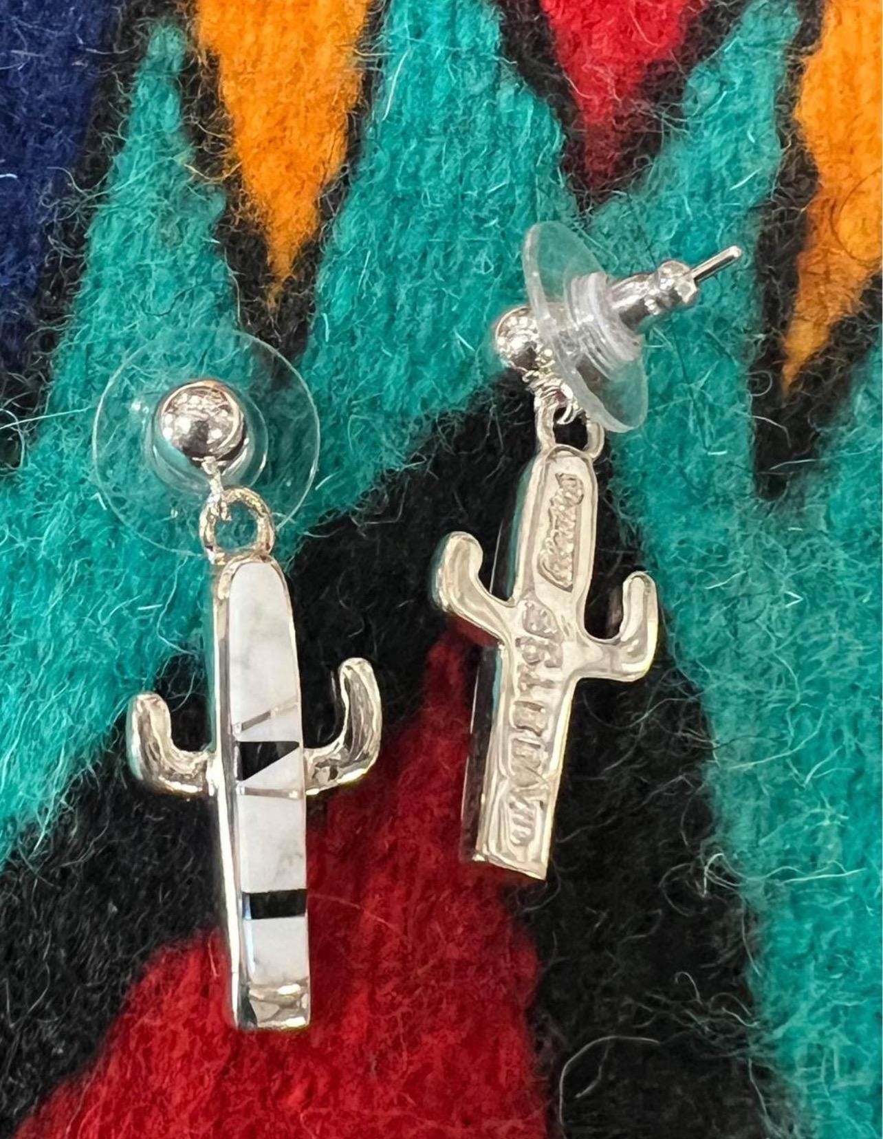 Navajo Inlay Cactus Earrings