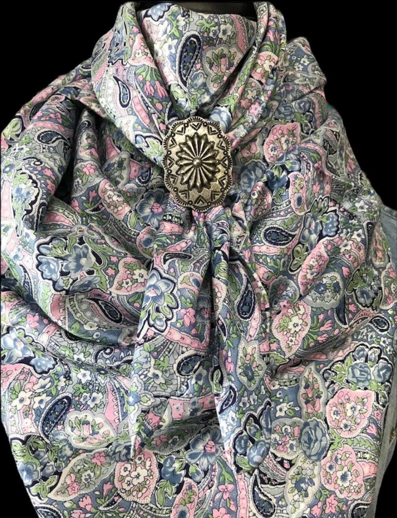 Silk Scarf Wild Rags Blue Green Paisley