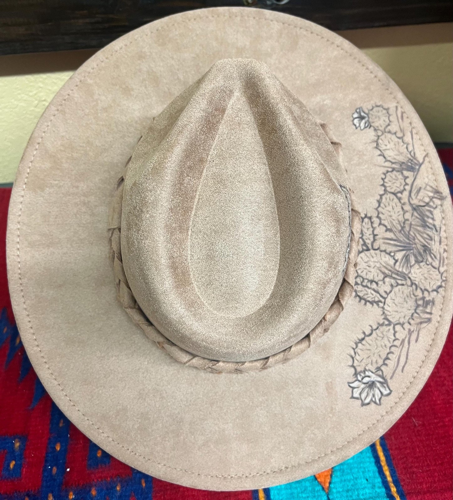 Cactus Blossoms Burned Felt Hat