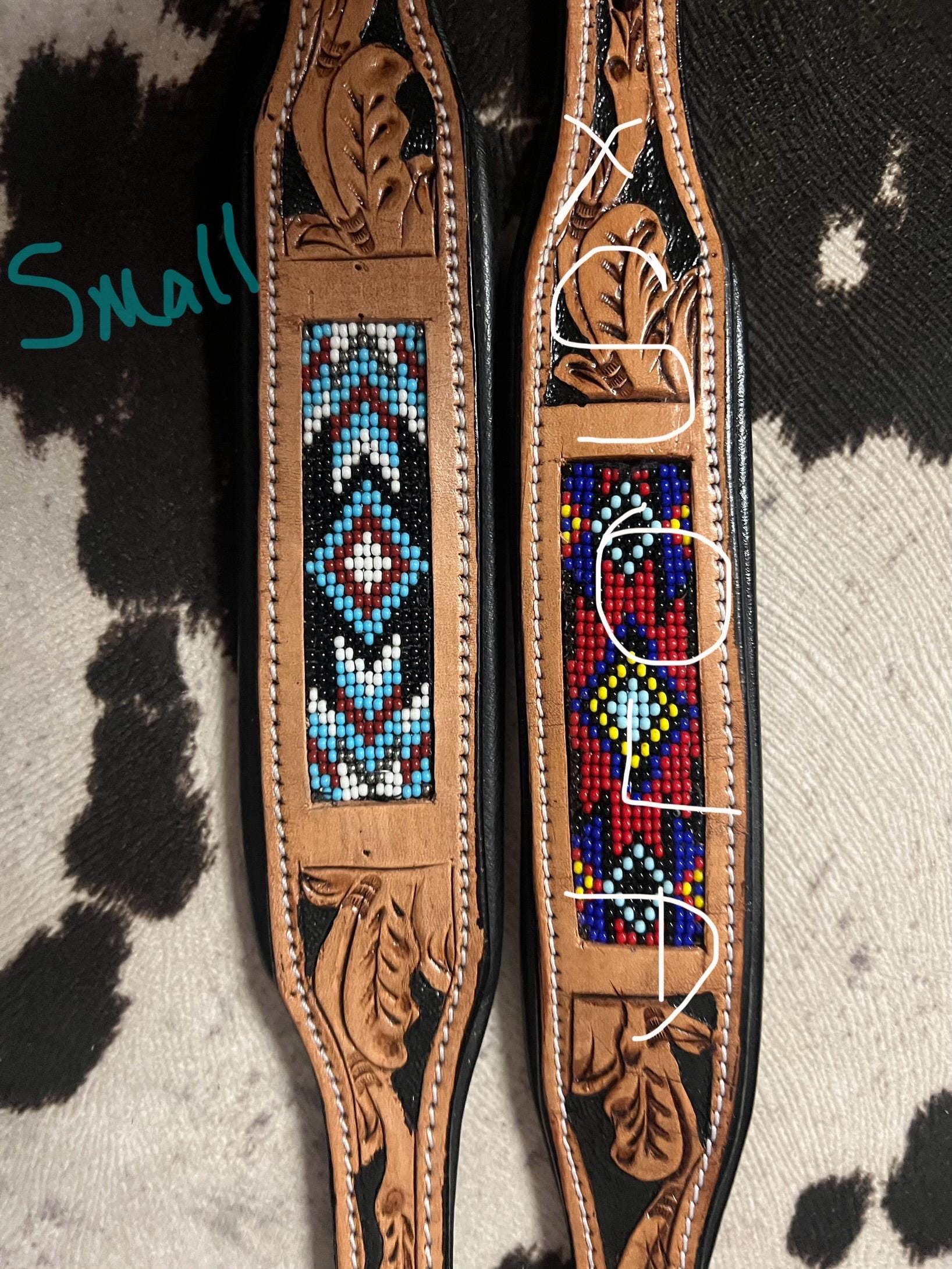 Hand Tooled Leather & Beaded Dog Collars